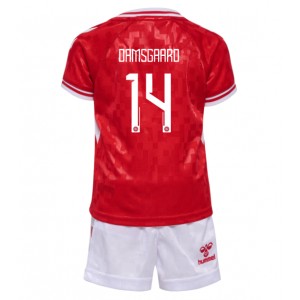 Fotbalové Dres Dánsko Mikkel Damsgaard #14 Dětské Domácí Oblečení ME 2024 Krátký Rukáv (+ trenýrky)